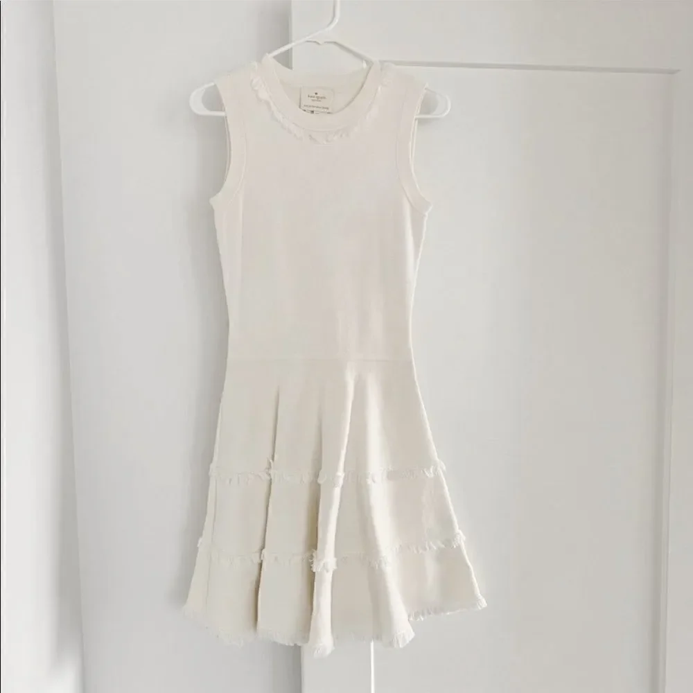 Kate Spade New York Bone White Fringe Trim Dress
